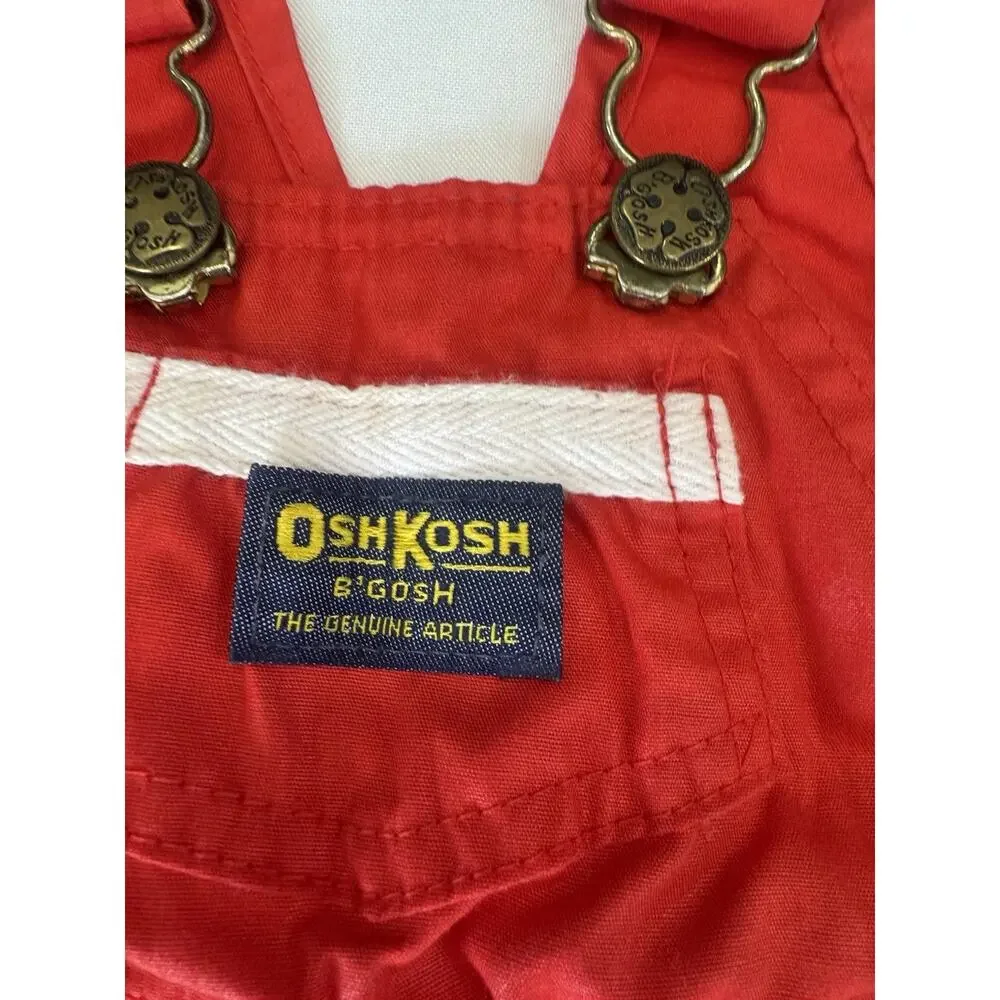 Vintage OshKosh B’Gosh Red Romper Overalls VESTBAK Made In USA Size 3/6 Months